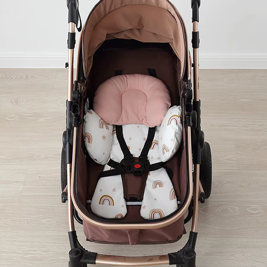 Atmungsaktiver Kinderwagen Sitzliner mit Kopf- und Nackenstütze für Neugeborene und Babys - Bild 1