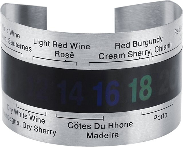 Qiilu Weinhalsband Flaschenthermometer mit LCD Display und Clip Sensor in Silber - Bild 1