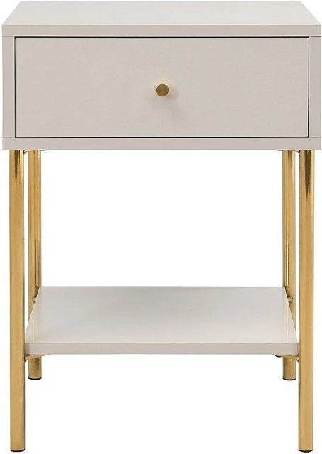 Milavia Nachttisch im Art-Deco-Stil in Beige und Gold - Bild 1