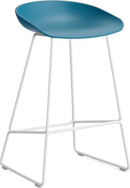 HAY About A Stool AAS 38 Hocker in Blau mit Stahlgestell und Polypropylen-Sitzschale - Bild 1