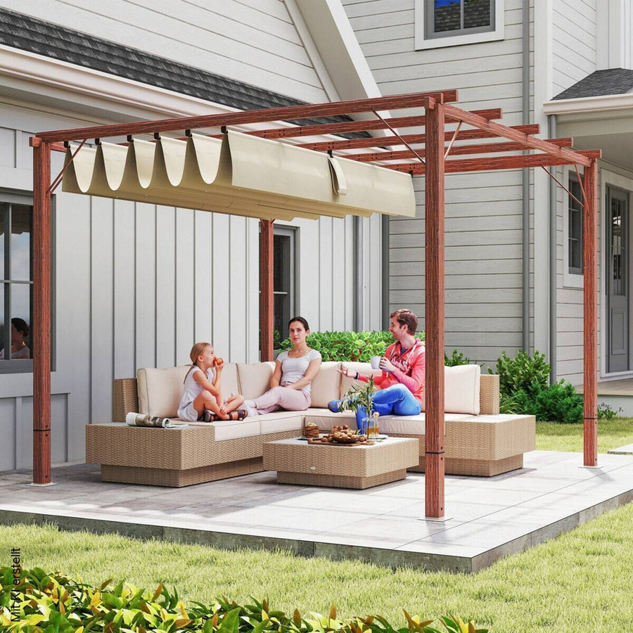 Outsunny Pergola aus Aluminium in Braun B/H/L: 296 x 232 x 299 cm - Bild 2