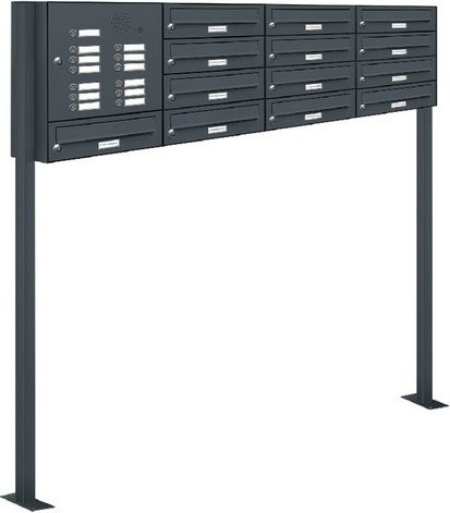 AL Briefkasten-System für 13 Parteien, freistehend, grau, B/H/T: 153,134 x 150,0 x 27,5 cm - Bild 1