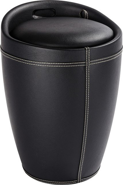 Wenko Hocker Candy in Schwarz mit Lederoptik, B/T/H: 36 x 36 x 50,5 cm - Bild 1