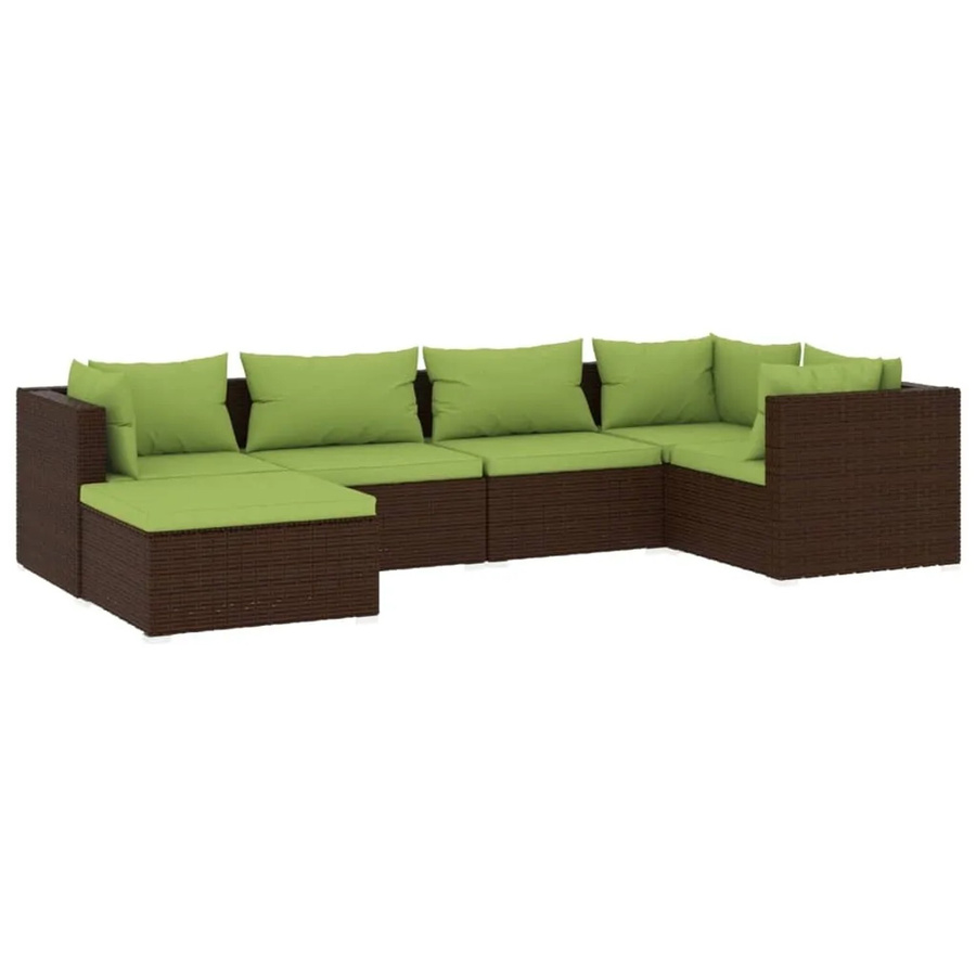 vidaXL 6-teiliges Garten-Lounge-Set aus Poly Rattan in Braun mit Auflagen und Polstern für Terrasse und Garten - Bild 2