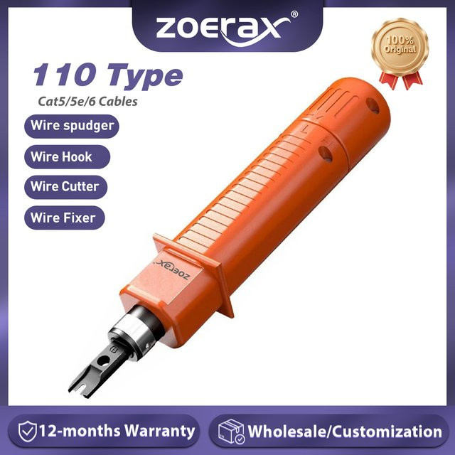 ZoeRax 110-Typ Stanzwerkzeug in Orange mit Doppelklinge und verstellbarer Schlagleistung für Ethernet-LAN-Schlagklemmen - Bild 1