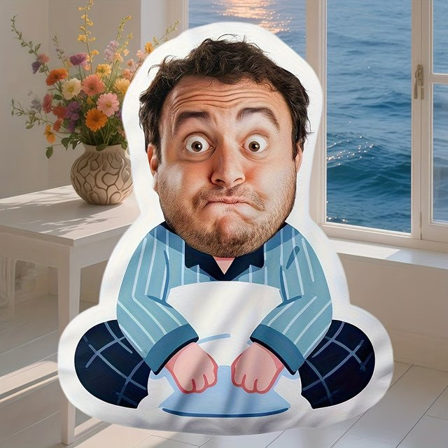 Personalisierte Plüsch-Gesichtskissen mit realistischem 3D-Design, oval und maschinenwaschbar, mehrfarbig - Bild 1