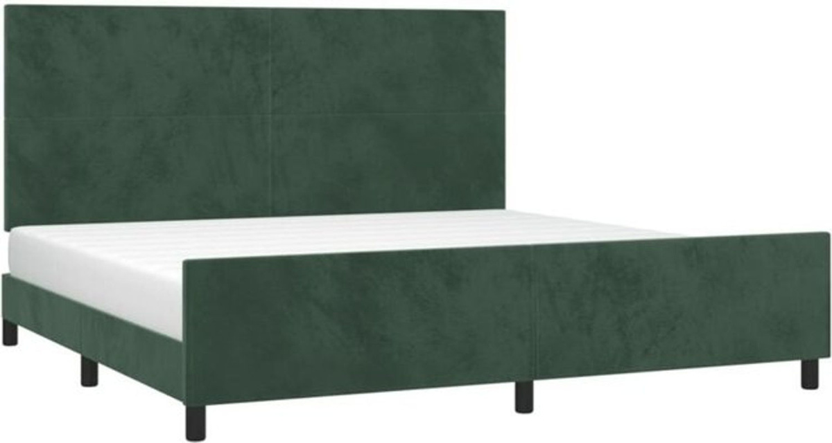 Vidaxl Polsterbett aus Samt und Massivholz in Grün B/T/H: 200 x 200 x 128 cm - Bild 1