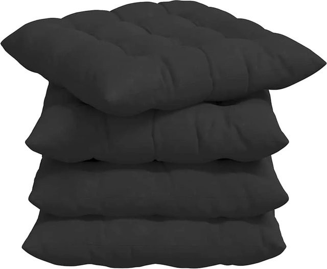 vidaXL Sitzkissen 4er Set Schwarz aus Mikrofaser B/T/H: 40 x 40 x 6 cm - Bild 1