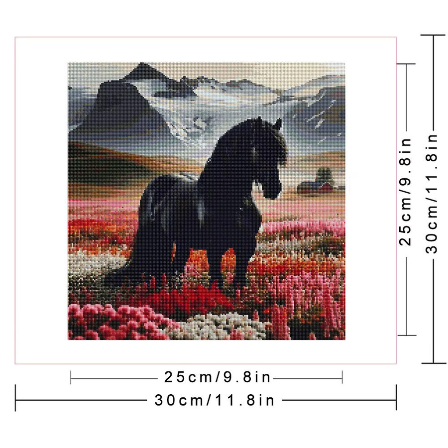 Huacan Diamant-Mosaik Set Pferd Tierlandschaft in Mehrfarbig, runde Wandkunst für Erwachsene - Bild 2