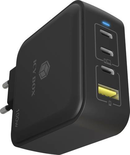 ICY BOX GaN Wandladegerät USB-C Adapter 100W Schwarz - Bild 1