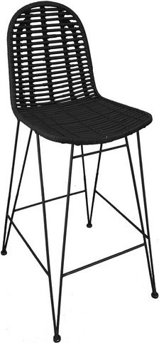 SIT Barhocker aus Rattan und Metall in Schwarz, B/H/T: 49 x 110 x 60 cm - Bild 1