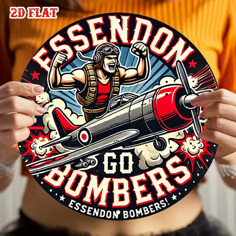 Potdemiel Essendon Bombers Vintage Aviation Rundes Metallschild aus Aluminium, Mehrfarbig, Durchmesser: 20 cm - Bild 6