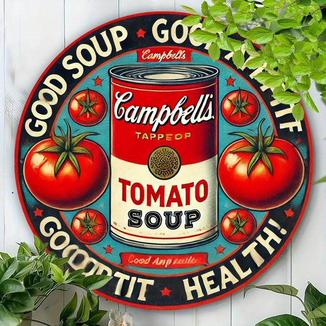 Potdemiel Vintage Campbell's Tomato Soup Rundes Metallschild Durchmesser: 20,3 cm - Bild 1