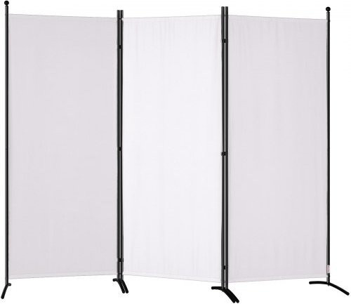 VEVOR Raumteiler Paravent aus Carbonstahl und Polyester-Stoff, 3-teilig, Weiß, Höhe: 185,0 cm, Breite: 51,5 cm, Tiefe: 51,5 cm - Bild 1