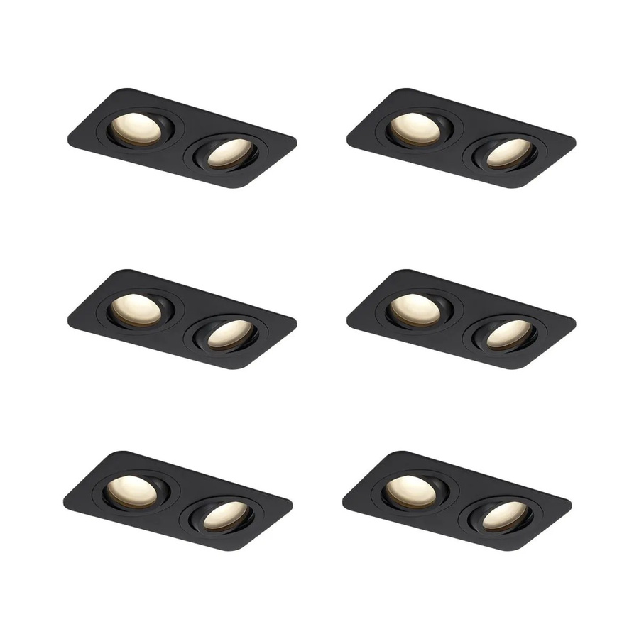 QAZQA AlberTo Set mit 6 abgerundeten Einbaustrahlern in Schwarz, GU10, schwenkbar und neigbar, IP44, Durchmesser: 50 mm - Bild 2
