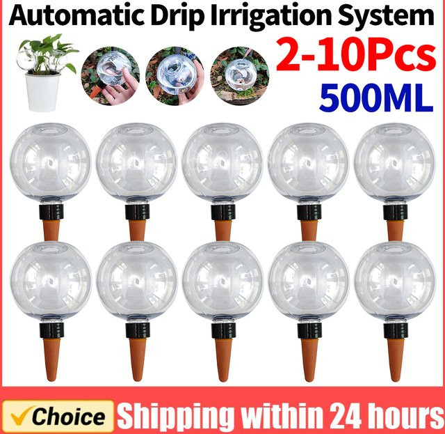VKTECH Automatisches Tropfbewässerungssystem mit Bewässerungskugeln, 500 ml, transparent - Bild 1