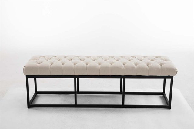 TPFLiving Sitzbank Amor in Creme mit matt schwarzem Gestell, Breite: 150 cm - Bild 1