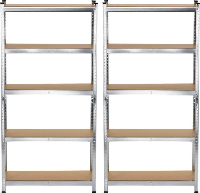 Mömax Schwerlastregal Johann, 2-teilig, Naturfarben/Silber/Beige, H x B x T: 180 x 90 x 40 cm - Bild 1