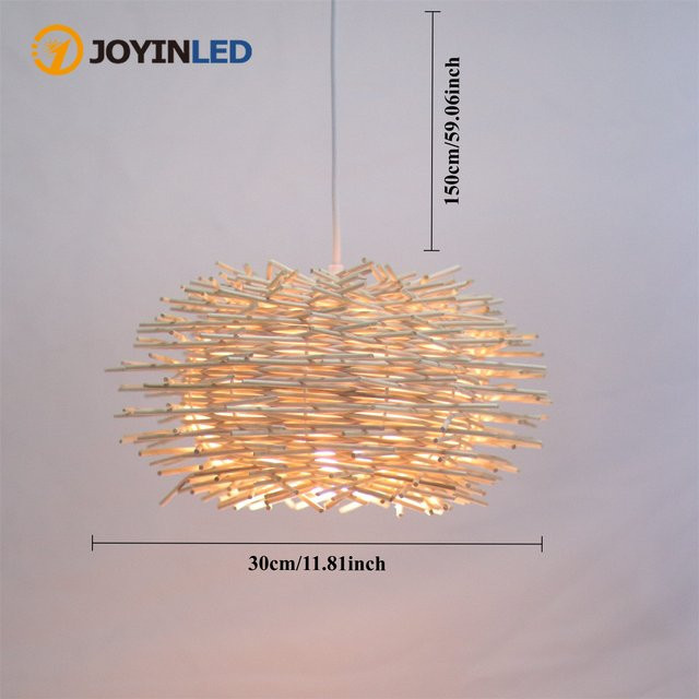 JOYINLED Japanische Vogelnest-Pendelleuchte aus Rattan, LED-Hängelampe im Landhausstil für Wohnzimmer und Restaurant, Warmweiß - Bild 1