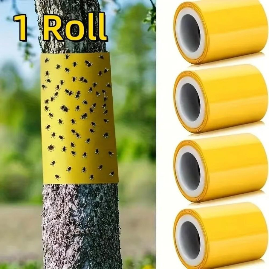 Shiyunjianshe Insektenschutzband Gelb als doppelseitige Fruchtfliegenfalle und Kriechinsektenfalle für den Baumschutz, Breite: 20 cm, Länge: 5 m - Bild 2