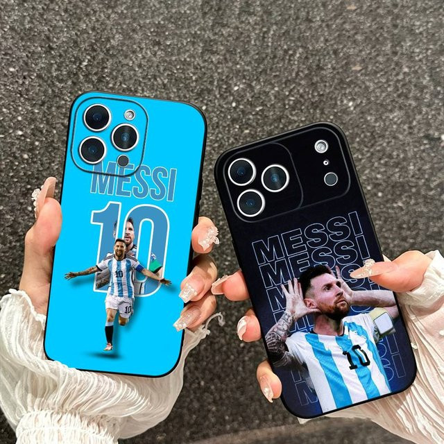 Schwarze Leo Messi Fußballstar Handyhülle für iPhone 17, 16, 15, 14, 13, 12, 11 und weitere Modelle als weiche Schutzhülle - Bild 1
