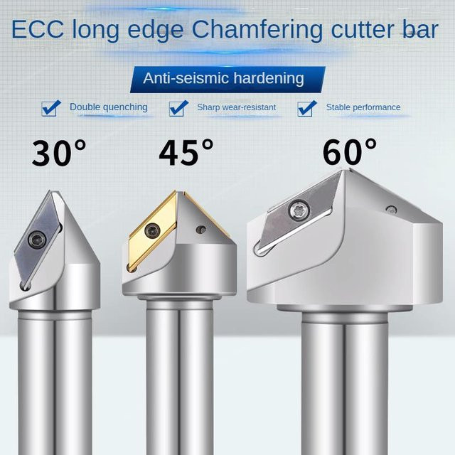 Indexierbarer Fasenhalter ECC17005R ECC31005R für CNC-Langreichweiten-Frässtangen mit 30° 45° 60° Winkeln, passend für XCET170404 und XCET310404, Farbe: Silber - Bild 1