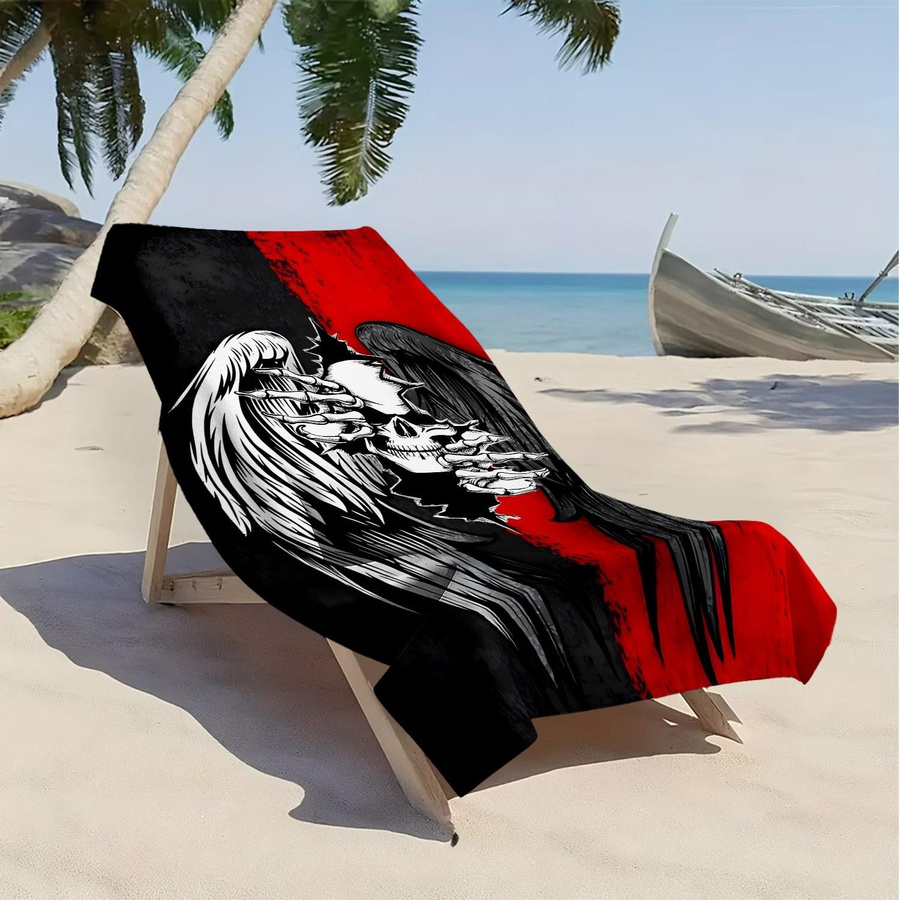 Hochsaugfähiges Strandtuch aus Polyester-Mikrofaser mit Skelett-Engel-Muster von Shanika Chen, Breite: 30 cm, Höhe: 60 cm - Bild 3