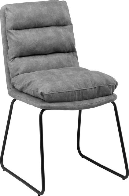 Bessagi Home Stuhl Kona Grau gepolstert mit Mikrofaser und Metallgestell - Bild 1
