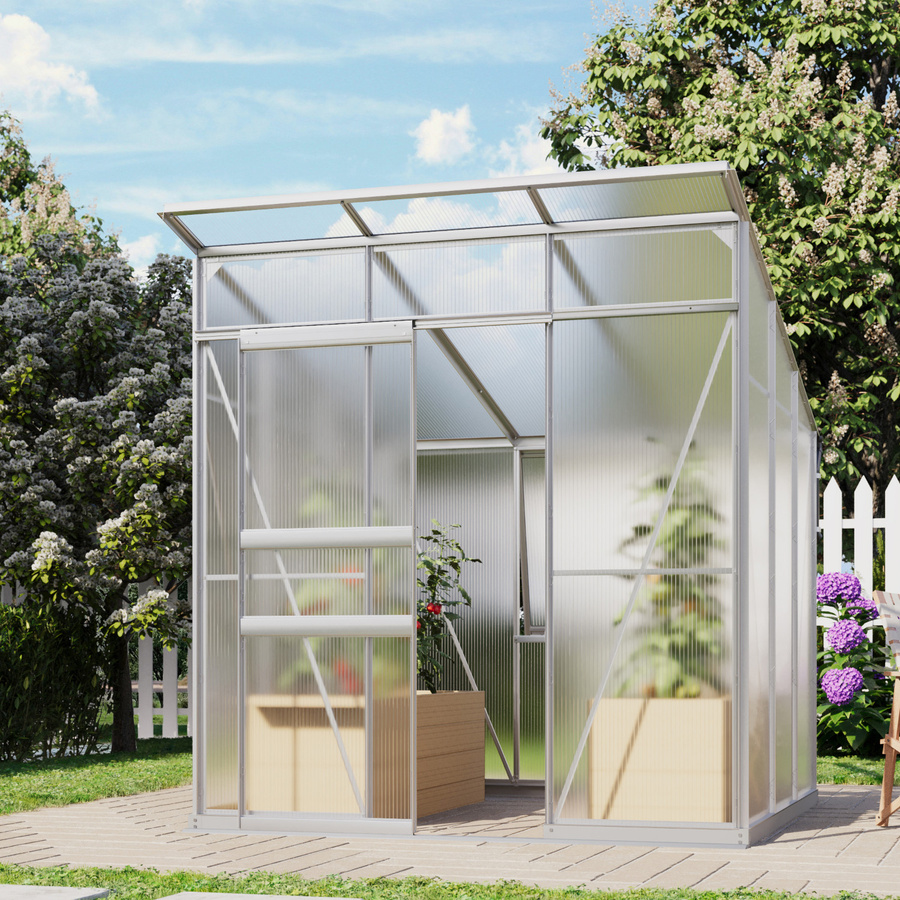 Vitavia Gewächshaus Palma 4450 mit Pultdach und Stahlfundamentrahmen aus eloxiertem Aluminium und Polycarbonat-Platten - Bild 2