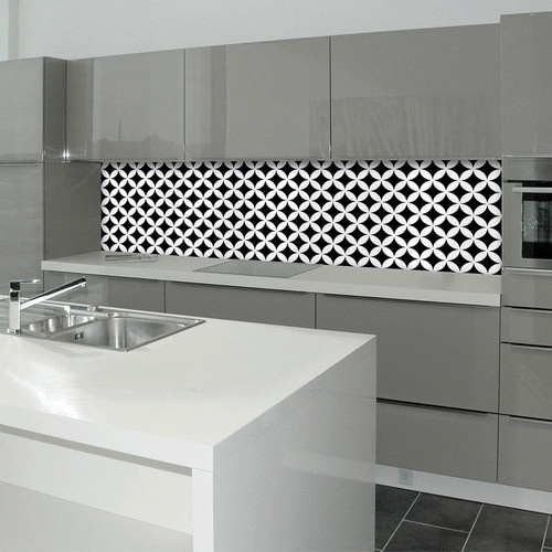 mySPOTTI Küchenrückwand Chadi Grafik in Schwarz und Weiß aus Aluminiumverbund, Breite: 220 cm, Höhe: 60 cm - Bild 2