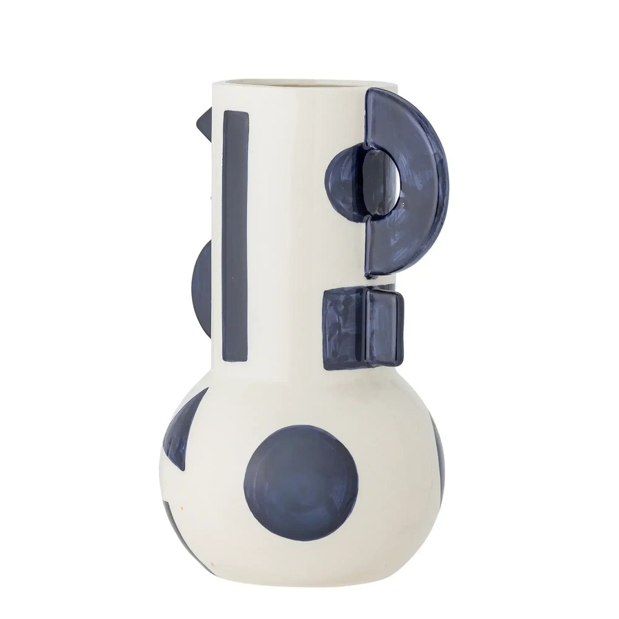 Bloomingville Keramikvase Graphica in Blau mit grafischem Muster im skandinavischen Design, Höhe: 24 cm - Bild 1