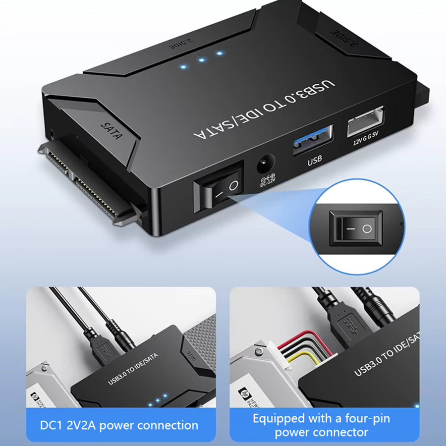 EOENKK USB 3.0 zu SATA IDE Festplattenadapter Konverter für 2,5 und 3,5 Zoll SATA und IDE HDD SSD bis 6TB in Schwarz - Bild 3