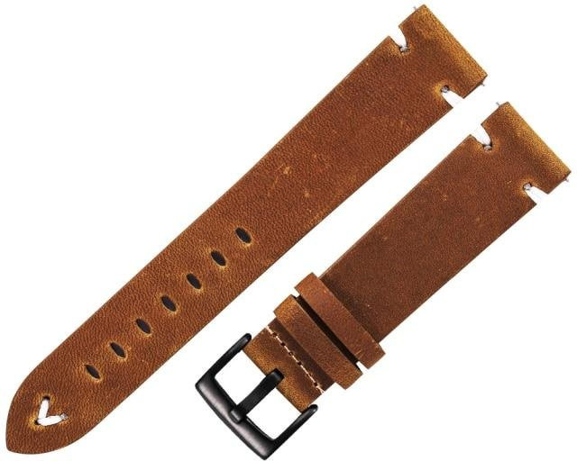 Uhrenarmband Leder, Vintage, Schwarz, Herren, 22mm - Bild 1