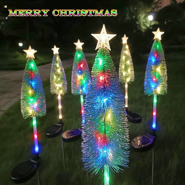 Solar LED Weihnachtsbaum Stern Gartenleuchte mit RGB Mehrfarben für Außenbereich und Garten - Bild 1