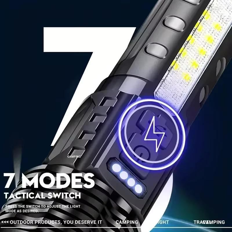 Heinast A76 Taktische LED-Taschenlampe in Schwarz mit wiederaufladbarem 18650-Akku und Notfallscheinwerfer-Funktion - Bild 3