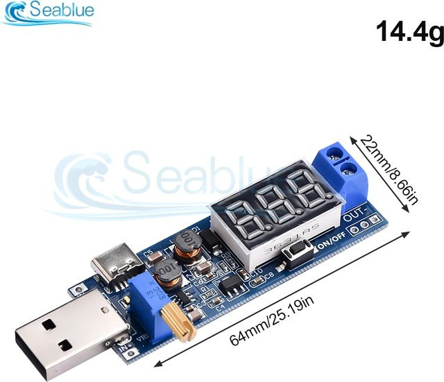 Aideepen Typ-C USB DC-DC Buck Boost Converter Netzteilmodul mit einstellbarem Spannungsregler 3,5-12V bis 1,2-24V in Blau - Bild 1