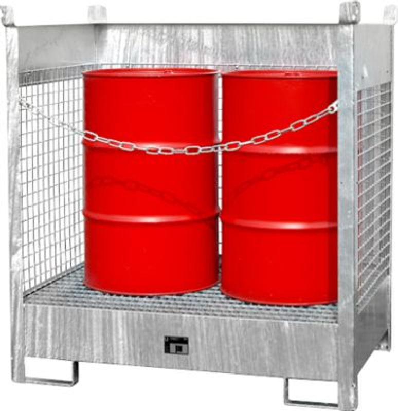 Bauer Südlohn Fass-Stapelpalette FSP-2 D aus Stahl, silber, für 2 x 200 l Fässer - Bild 2