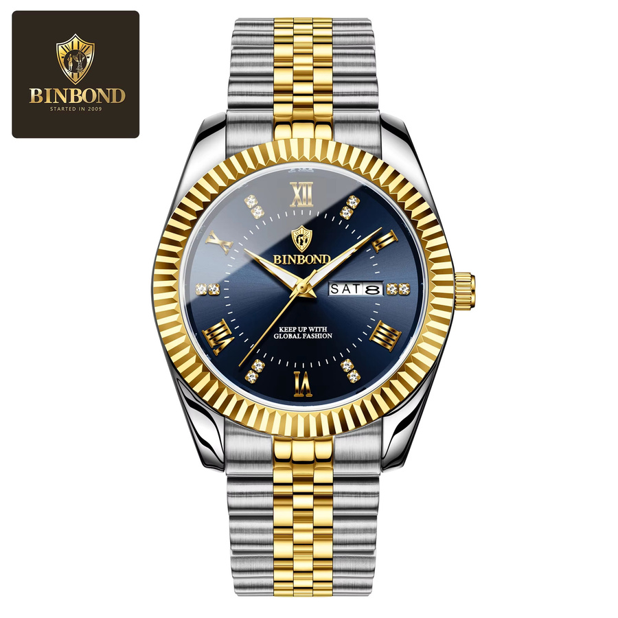 BINBOND Armbanduhr, Quarz, Edelstahl, Blau, Herren - Bild 7