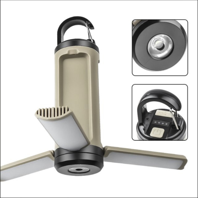 NEWBIRTH LY23 LED Campinglaterne Schwarz, Tragbare Faltbare Outdoor-Notfall-Laterne mit 6-stufiger Helligkeitsregulierung und 1200mAh Akku - Bild 1