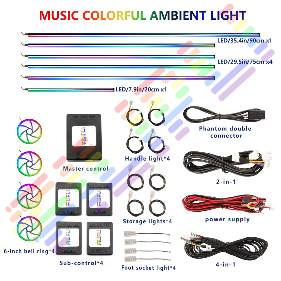 FILIPLI LED Auto-Umgebungsbeleuchtung mit App- und Bluetooth-Steuerung, RGB Neon Flex Lichtstreifen in Multicolour für dekorative Atmosphäre im Fahrzeug - Bild 4