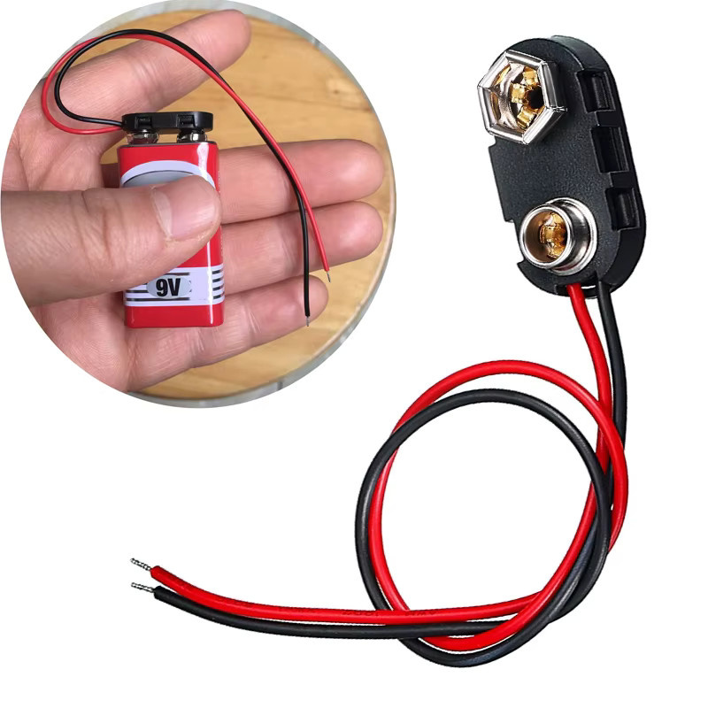 9V Batterie Clip mit Kabelanschluss und Hartschale in Schwarz - Bild 4