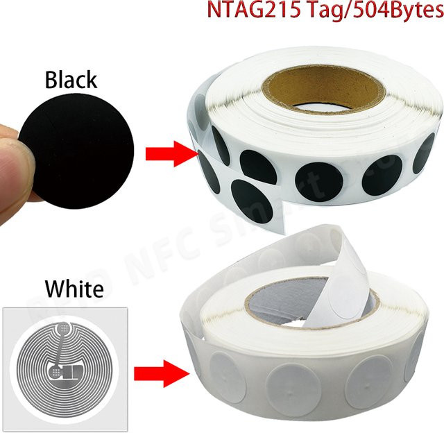 NFC-Aufkleber Set in Schwarz und Weiß, ISO14443A 13,56MHz NT/AG 215, universelle RFID-Tags für alle NFC-fähigen Smartphones - Bild 1
