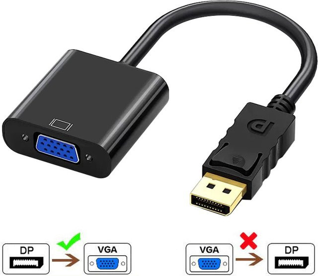 ZOUGOUGO DP zu VGA Konverterkabel DisplayPort auf VGA Adapter in Schwarz für PC Laptop Projektor und Monitor - Bild 1