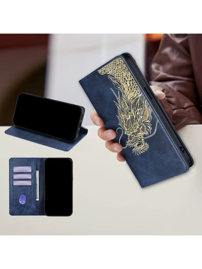 Xiaomi Business Brieftasche Magnetische Flip Case mit Drachen Muster in Braun für Poco C85 C75 C71 C61 C65 C51 C50 Schutzhülle aus Leder - Bild 6