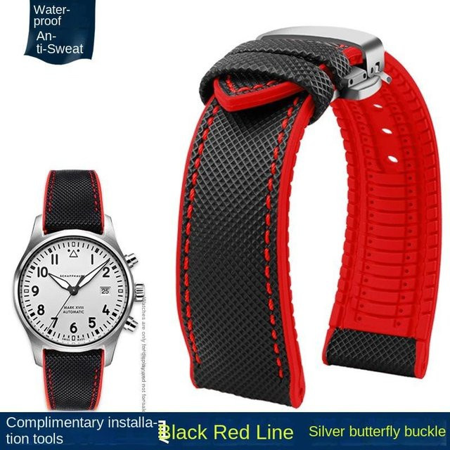 Freesh Uhrenarmband Nylon, Kautschuk, Schwarz, Herren, 23mm - Bild 1