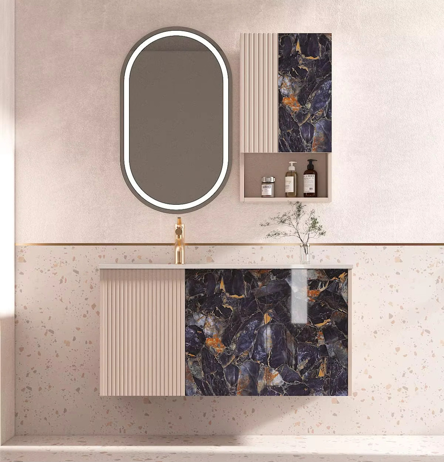 TTOKKONG WALLPAPER Selbstklebende PVC-Marmorfolie in Blau mit glänzender Granit-Optik für Küchenarbeitsplatten, Schränke und Möbel - Bild 4