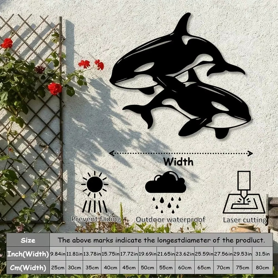 CIFBUY 3D Metall-Wandkunst Wal-Skulptur in Schwarz für maritime Küsten-Dekoration - Bild 4