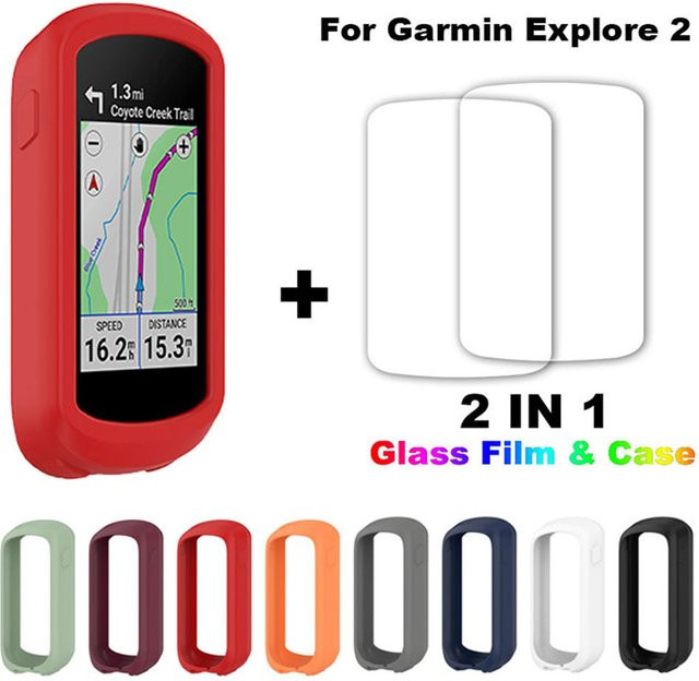 Garmin Schutzhülle aus Silikon für den Explore 2 Cyclocomputer inklusive Glasfolie zur Bildschirmabdeckung - Bild 1