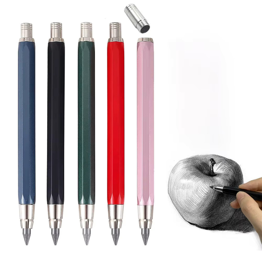 JOMPENS Metall-Druckbleistift mit 5,6 mm Mine in Grün für professionelle Skizzenzeichnungen und Holzbearbeitung - Bild 3