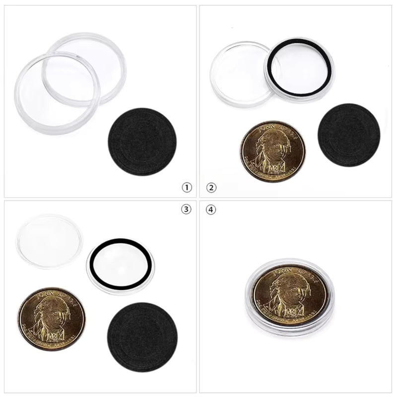 100 Münzkapseln aus Kunststoff in 5 Größen für deine Münzsammlung, transparent mit schwarzer Dichtung, Durchmesser: 17 mm, 20 mm, 25 mm, 27 mm und 30 mm - Bild 5
